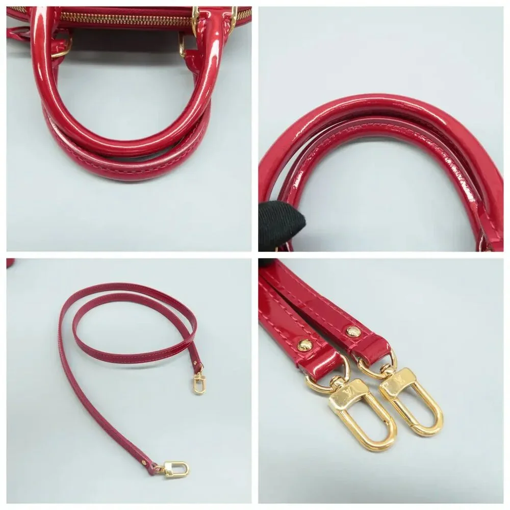 100% Authentic Louis Vuitton Alma BB Red Monogram Patent Leather Satchel - Picture 7 of 12